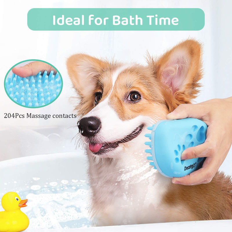 Docatgo Dog Cat Puppy Bath Brush, Grooming Massage for Short or Long Haired Pet, Easy to Clean Slicker Gentle Deshedding Comb with Removable Screen, Silicone Bristles Shedding Kit groomi Tool - PawsPlanet Australia