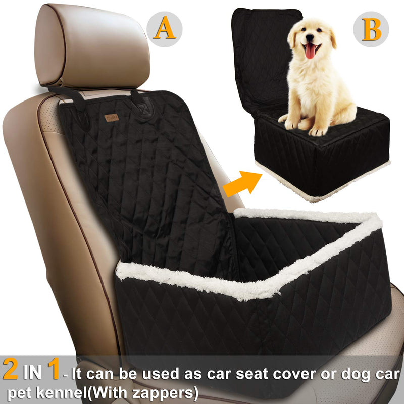 [Australia] - TOPBRY Car Front Seat Covers for Dogs, Deluxe 2 in 1 Scratchproof Thickened Foldable Car Protector Kennel with Safety Belt, 900D Waterproof, for Cars Trucks SUVs 