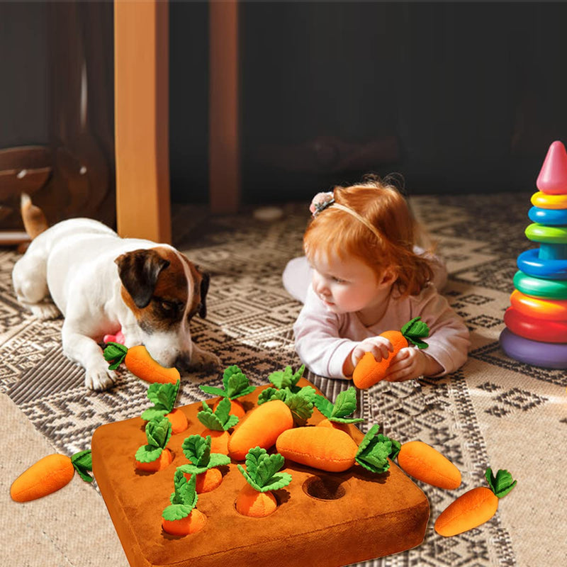 Celawork Intelligence Toy for Dog Interactive Toy Plush Carrot Sniffing Carpet Dog Toy Intelligence Sniffing Carpet Dogs Vegetable Plush Toy for Dog No Squaker - PawsPlanet Australia