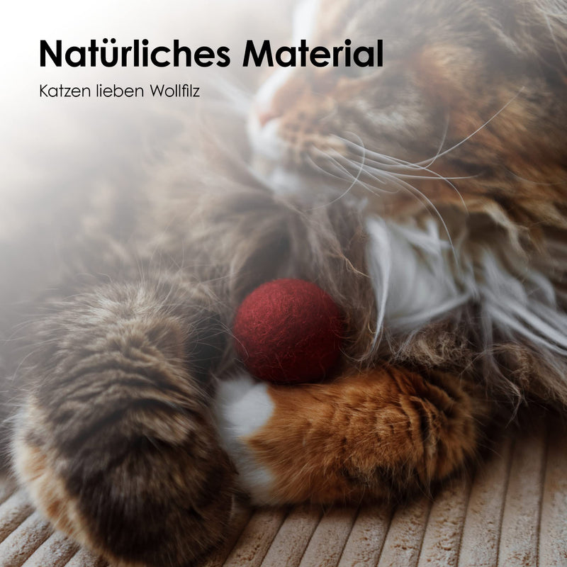 LucyBalu® felt balls for cats | Cat toys | Felt cat balls | Cat toys made from 100% wool I natural toys for cats | Play balls for cats fair from Nepal | 6 pieces| Magenta Viva Magenta - PawsPlanet Australia