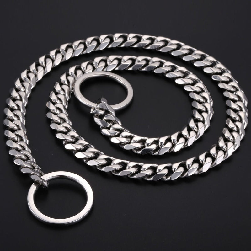 [Australia] - GZMZC 12/15/19mm Strong 316L Stainless Steel Curb Cuban Link Chain Dog Choker Collar 12-36inch 12mm width 26" recommend dog's neck:22" 