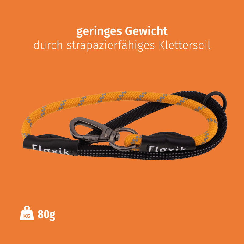 Floxik short lead orange for dogs ⌀ 8mm | reflective short leash made of climbing rope material | ideal for leash training and free running training - PawsPlanet Australia
