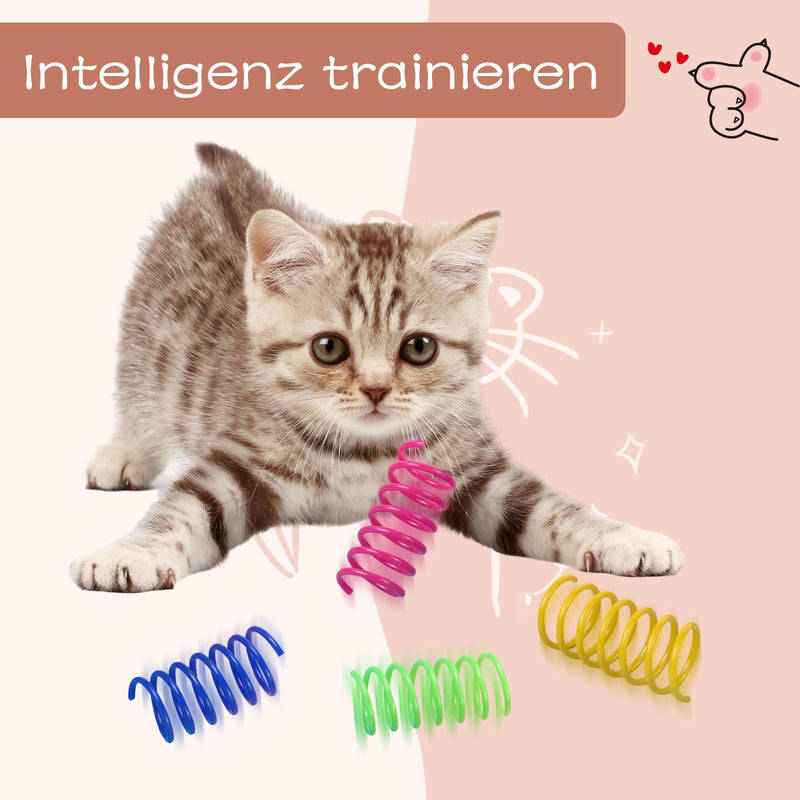 Pack of 32 spiral cat toy spiral, 4 colors cat spiral toy, funny cat spiral toy, interactive cat spiral cat games, cat spiral spring relieves boredom at home - PawsPlanet Australia