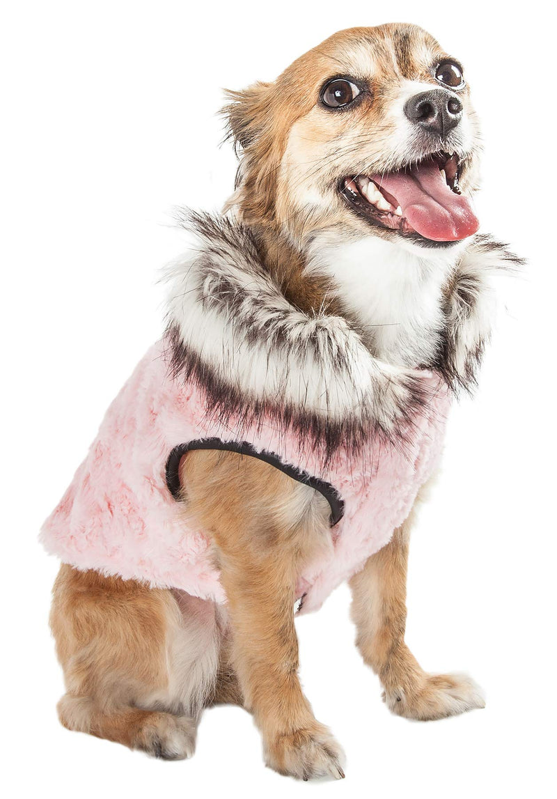 [Australia] - Pet Life Luxe 'Pinkachew' Charming Designer Mink Fur Dog Coat Jacket X-small Pink 