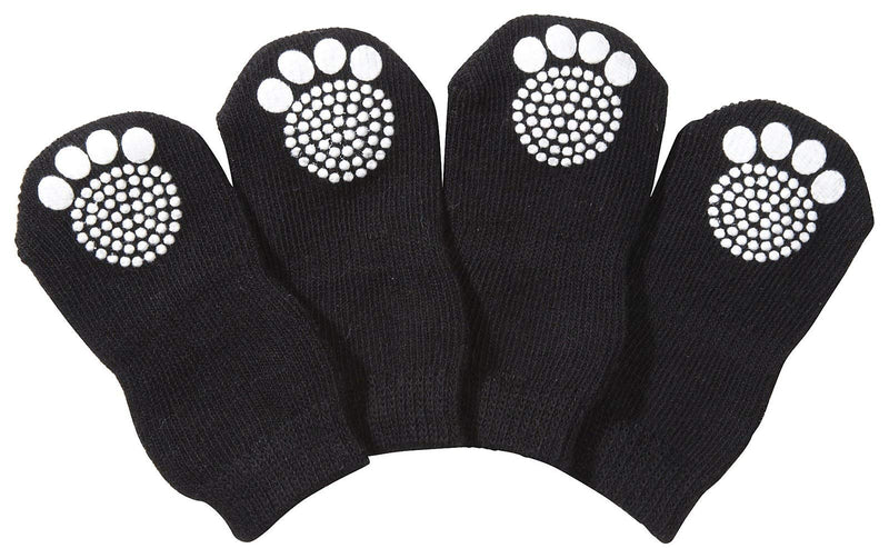 [Australia] - PET Life Fashion Designer Safety Comfortable Pet Dog Socks Shoes w/Rubberized Soles Grips Small Black 