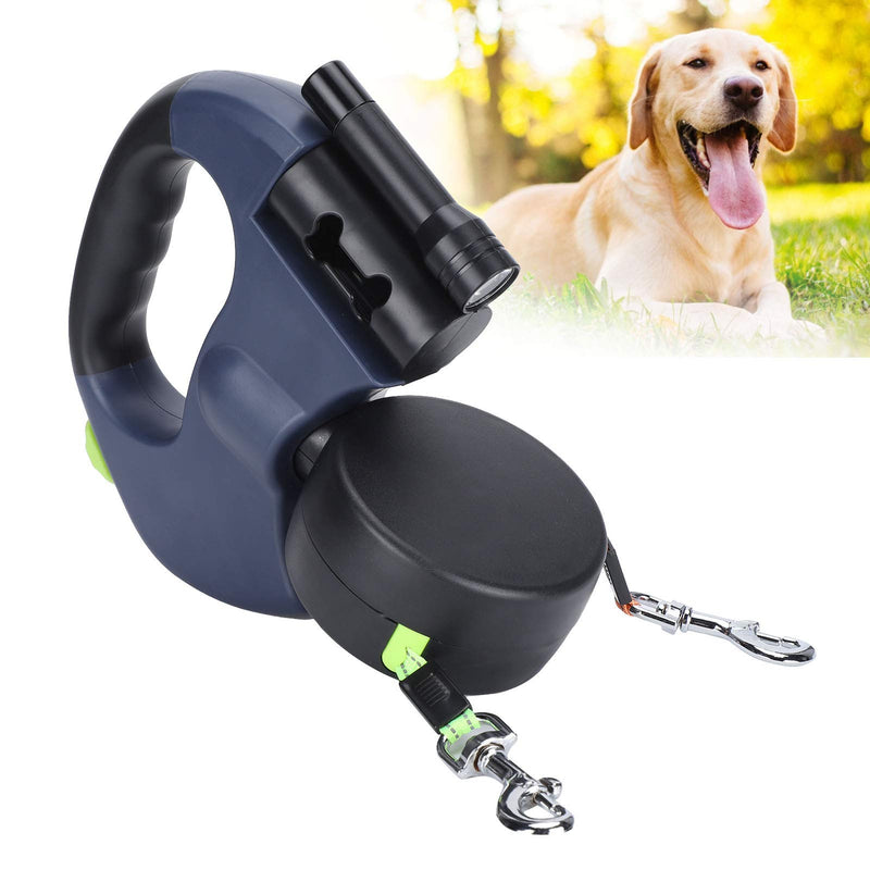 Dog Traction Rope, Portable Retractable Pet Walking Double Leash Dog Reflective 360° Rotating Walking Training Leash with LED Flashlight Hands Free Leashes - PawsPlanet Australia