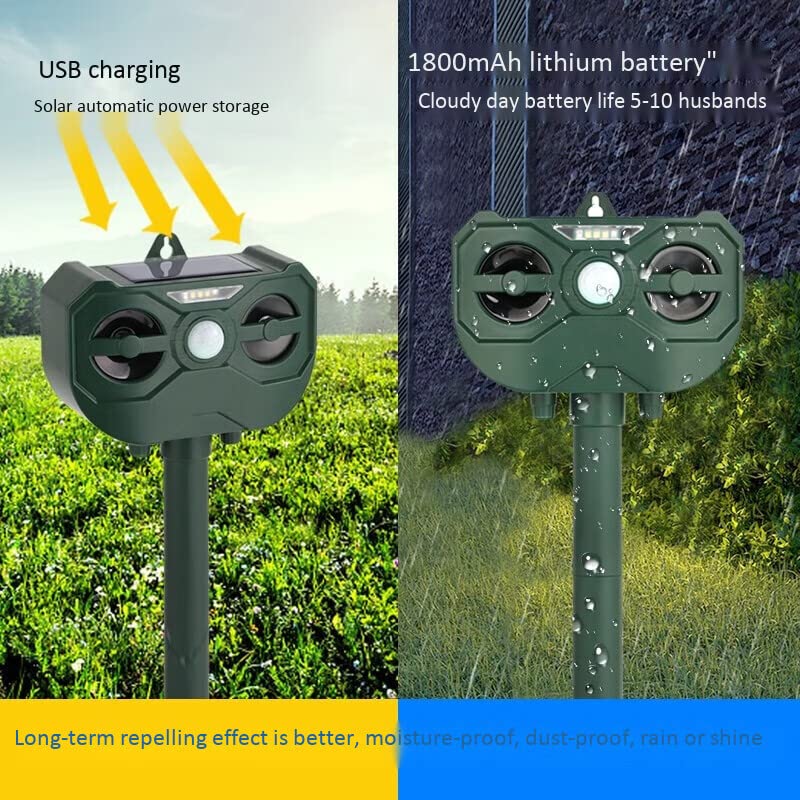 Cat deterrent for garden, IP65 imitates falcon call and alarm sound, ultrasonic solar animal repellent, marten deterrent, charging, waterproof marten repellent for the garden/yard, effective against cats - PawsPlanet Australia