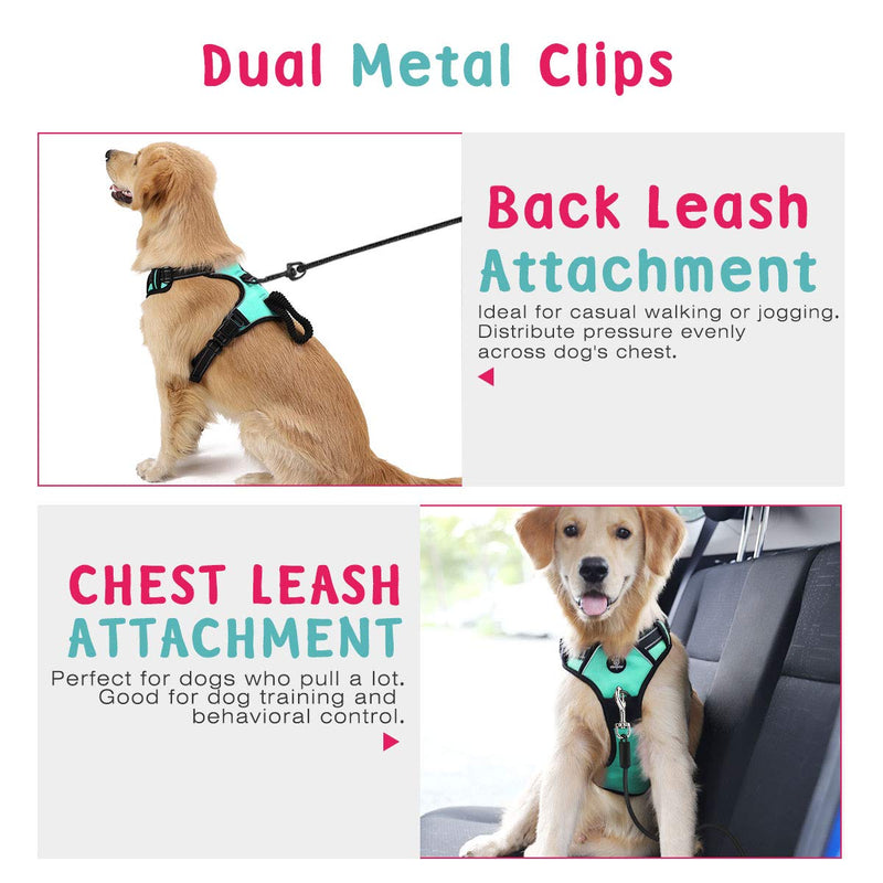 [Australia] - VavoPaw Dog Vest Harness, No Pull Design Pet Soft Padded Reflective Leash Chest Harness with Adjustable Strap for Various Sizes Dogs, Easy to Control L (Neck:16.5-25.2"/Chest:20.1-35.0") Lake Blue 