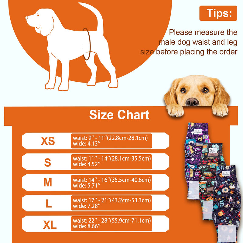 Flying Paws Male Dog Diapers Washable Male Dog Wraps Belly Band(Pack of 3), Reusable Doggie Diapers, Durable Puppy Diapers High Absorbing Department Store XS(9'' - 11'') - PawsPlanet Australia