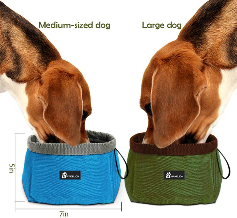 Awakelion Collapsible Dog Bowls, 2 Pack Travel Dog Bowls Kit for Food and Water, Portable Travel Dog Food Storage Bag for Walking Camping Hiking - Perfect for Large & Medium Size Dogs Food Container x 1+ Collapsible Bowl x 2 - PawsPlanet Australia