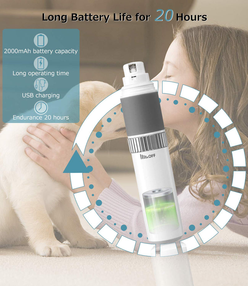 [Australia] - Mersuii Dog Nail Grinder with LED Light, Upgraded Pet Nail Trimmer with Quiet Low Noise 20 Hours Long Working Time Stepless Speed Regulation for Large Medium Small Dogs and Cats 