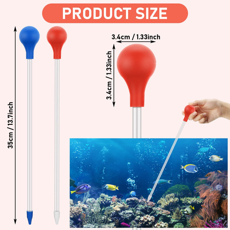 Molain Coral Feeder, 2 Pcs Acrylic Marine Fish Reef Feeding Tube, 13.7 Inch Coral Food Tool for Reef/Anemones/Brine Shrimp Most Aquarium Organisms (Blue+Red) - PawsPlanet Australia