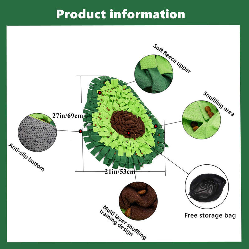 Snuffle Mat for Dogs, Dog Puzzles for Smart Dogs, Dog Feeding Mats, Cat Food Mat, Interactive Dog Toys for Large Dogs, Anti-Choking Slow Food Training(Avocado) Avocado - PawsPlanet Australia