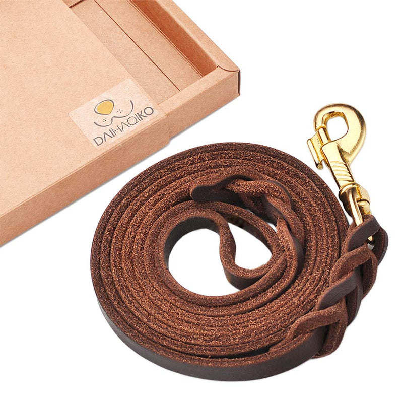 [Australia] - DAIHAQIKO Leather Dog Leash Braided 4ft/6ft Heavy Duty Training for Large Medium Small Breed Dog Brown Standard Pet Leashes 4FT * 1/2" 