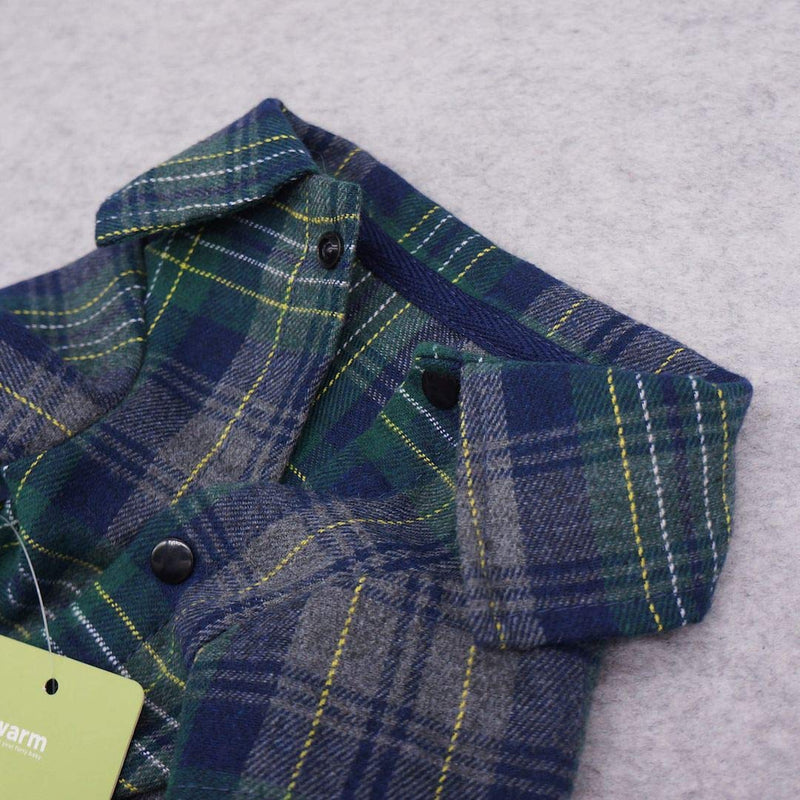 [Australia] - Fitwarm Cotton Plaid Dog Shirts for Pet Clothes Polo Apparel Cat T-Shirts Green + Wedding Bowtie XL 