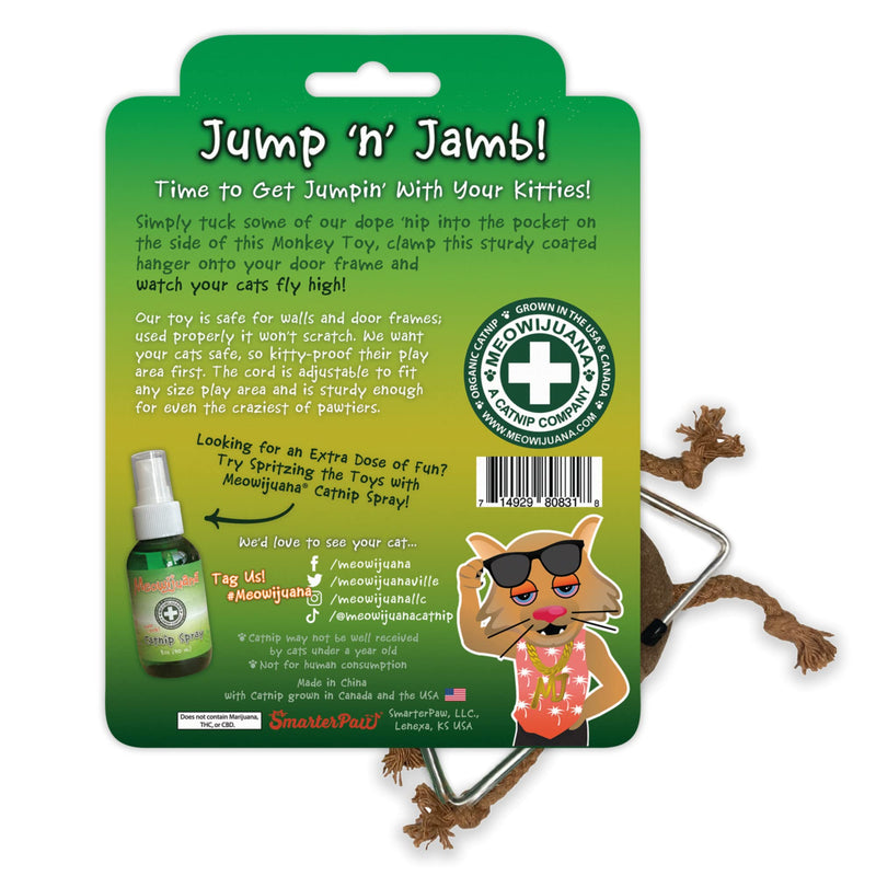 Meowijuana | Radi-Claw Bundle | Jump 'n' Jamb Monkey Door Hanger Toy and Happy Grass Catnip Blend | Promotes Play and Cat Health | Includes Organic Catnip - PawsPlanet Australia