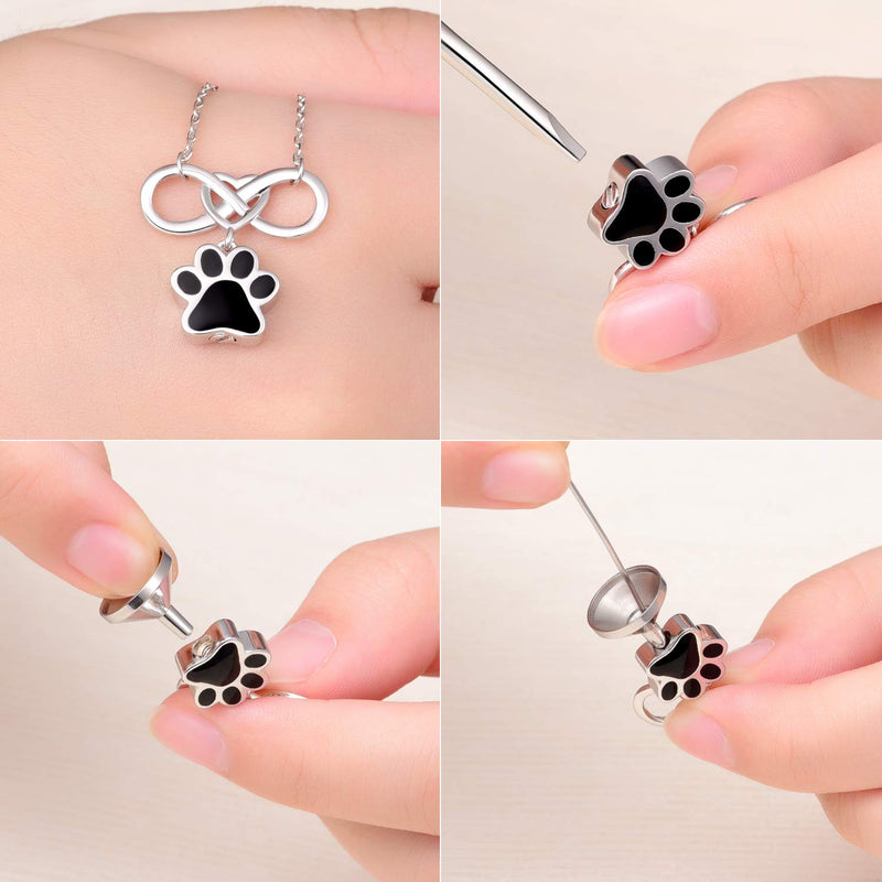 [Australia] - FREECO 925 Sterling Silver Urn Pendant Necklaces for Pets Ashes Dog Pet Paw Print - Cremation Jewelry Keepsake Memorial w/Funnel Filler Kit (Unique Memorial Necklace for Pets) 
