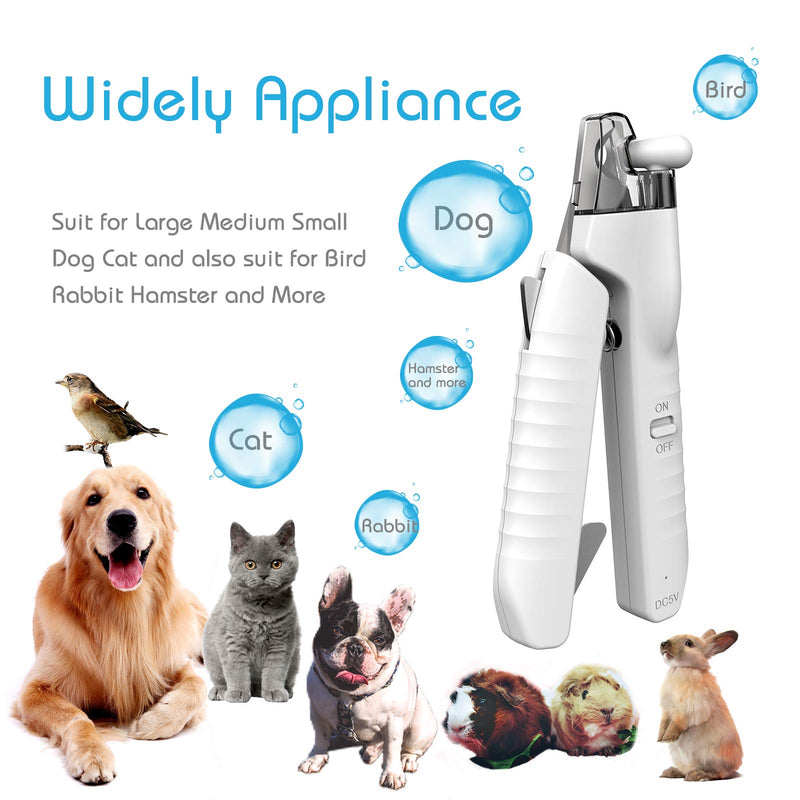 Fenley Cat Dog Nail Clippers with LED Light, Durable Sharp Blades for Large Small Dog Cat Nail Trimmers, Nail File- Ergonomic Non Slip Handle- Nail Storage Pet Puppy Nail Clippers White Dog Cat Clipper White - PawsPlanet Australia