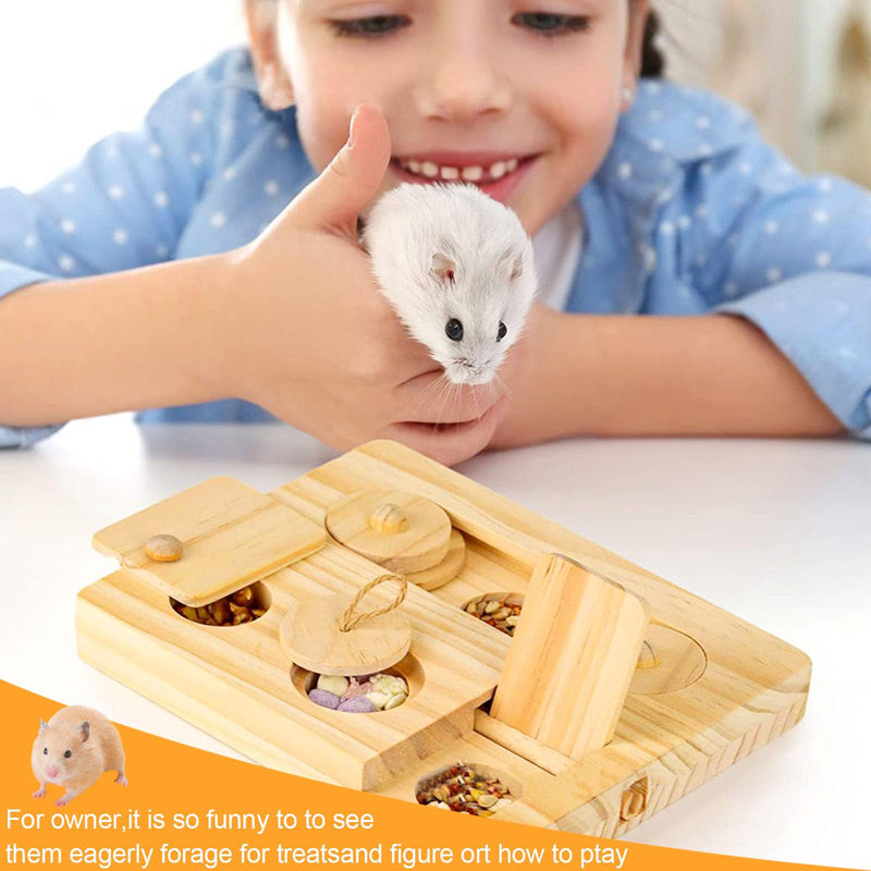 Funmo guinea pig toy, hamster toy made of wood, small animal toy, 6 in 1 wooden toy for foraging, for hamsters, guinea pigs, chinchillas, gerbils, dwarf hamsters - PawsPlanet Australia