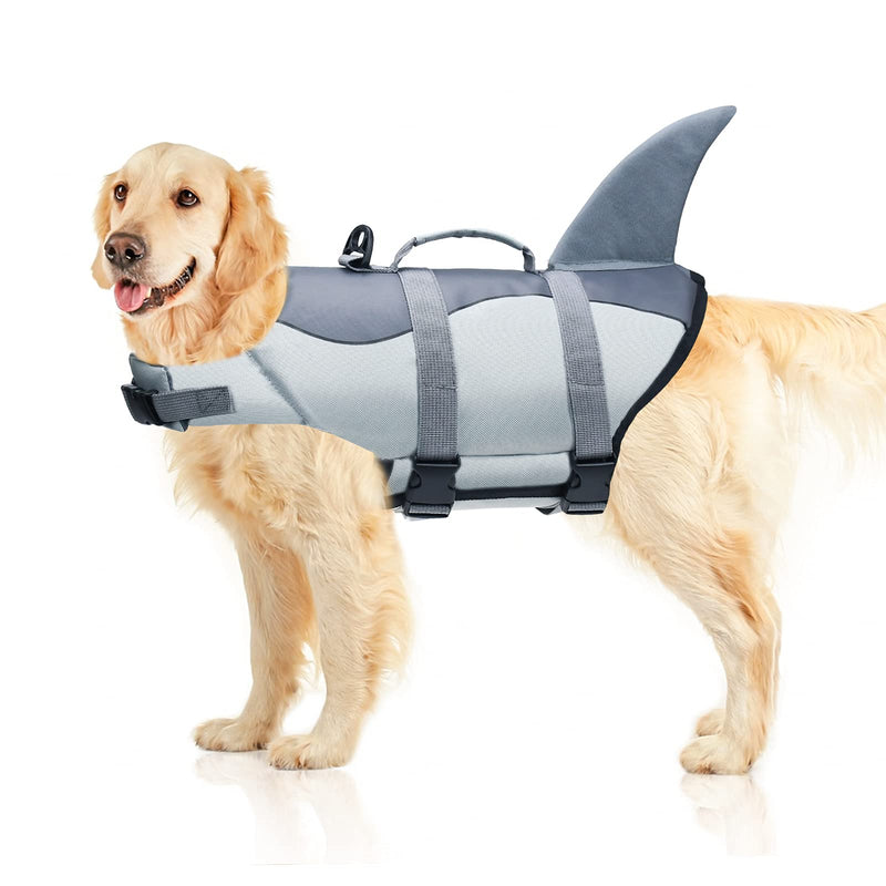 Malier Dog Life Jacket, Ripstop Dog Life Vest Adjustable Dog Life Preserver with Strong Buoyancy and Durable Rescue Handle Pet Lifesaver for Small Medium Large Dogs Swimming Boating Gray X-Small - PawsPlanet Australia