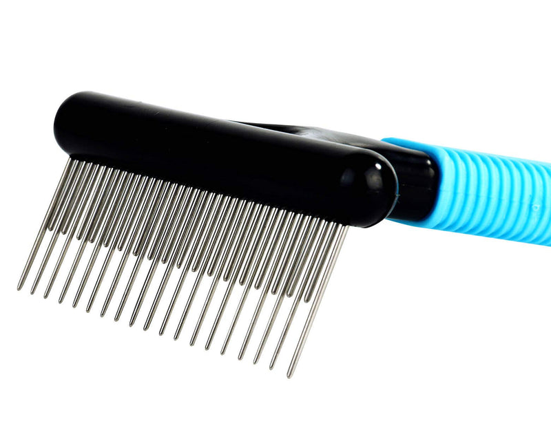 ACGTS Undercoat rake for Dogs, Dematting Tool with Long & Short Stainless Steel Teeth - Grooming Deshedding Pet Brush Comb for Large Long Hair Dogs Cat - Compact Easy to Carry - PawsPlanet Australia