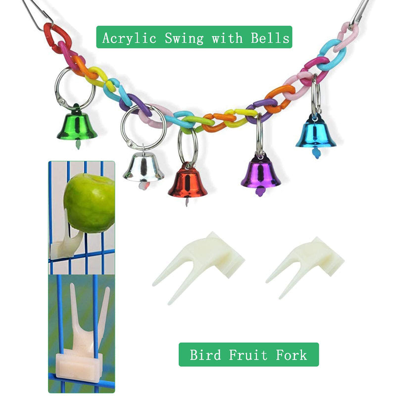 X-zoo Bird Toy Parrot Toys, 7 Pack Birdcage Swings Hanging Chewing Shredding Perches for Cockatiel, Budgies, Parrots, Small Parakeets, Canary - PawsPlanet Australia