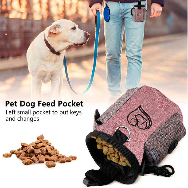 Dog Treat Bag - Training Pouch for Dogs with Collapsible Food Bowl - Pet Training Bag with Adjustable Waist Strap and 3 Rolls Poop Bags - Food Snack Kibble Storage Holder Walking with Dogs - PawsPlanet Australia