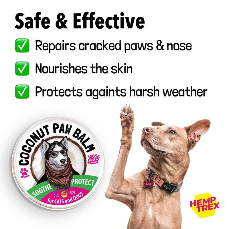 Dog Paw Balm Soother & Moisturizer - 2 oz - with Natural Shea Butter, Coconut Oil, Beeswax - Heals and Repairs Cracked Dog Paws, Snout & Elbows - Snow & Dry Weather Protection Ointment - PawsPlanet Australia