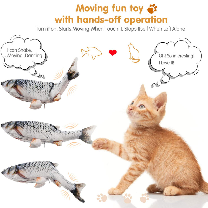 Floppy Fish Cat Toy, Moving Fish Toy for Cats, Interactive Flopping Cat Kicker Fish Toy, Dancing Wiggle Fish Catnip Toys, Electric Realistic Funny Flipping Catfish Toy for Cat Exercise - PawsPlanet Australia