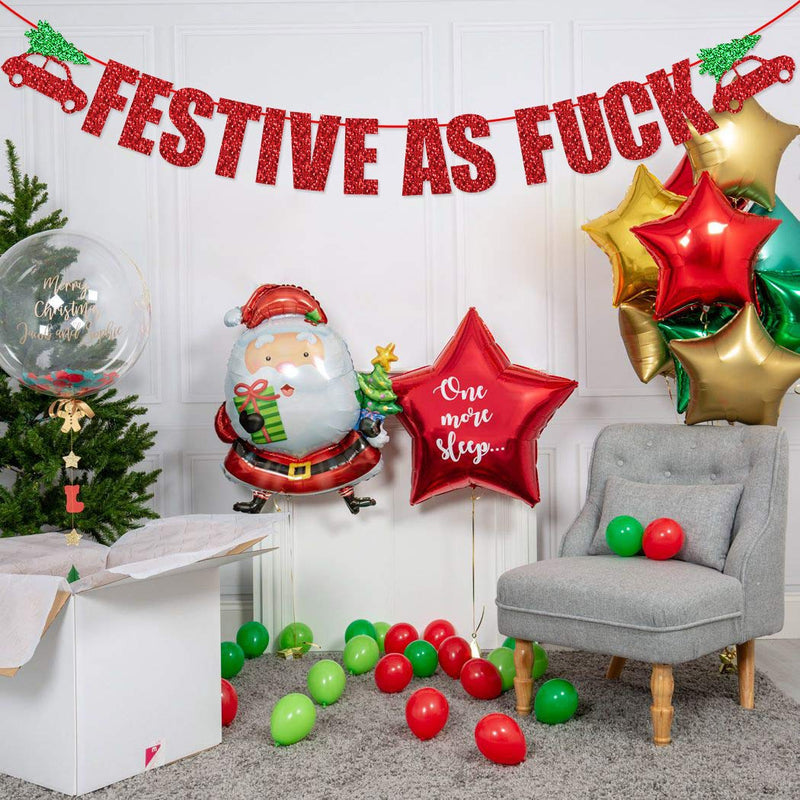 Festive as Fuck Banner for Funny/Rude Christmas Decorations Mantle Home Decor Festive - PawsPlanet Australia