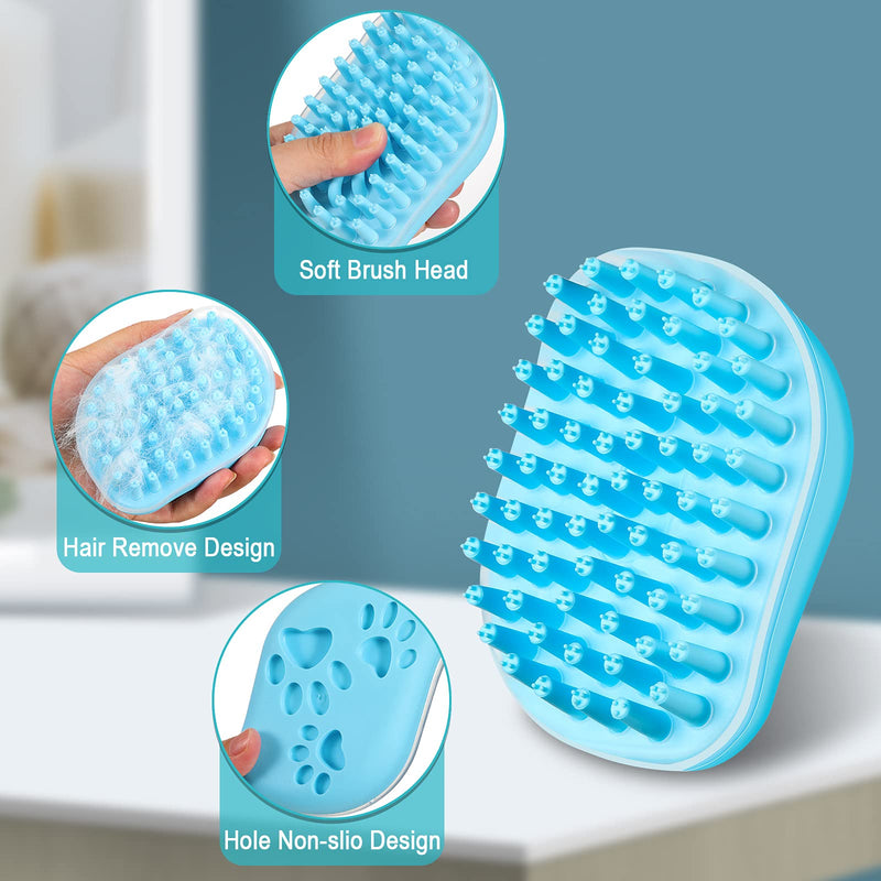 3 Pieces Dog Bath Brush Kit Pet Bathing Brush Tool Soft Silicone Pet Shampoo Massage Dispenser Grooming Shower Brush Dog Bath Brush and 3 Pieces Dog Finger Toothbrush for Dog Teeth Cleaning - PawsPlanet Australia