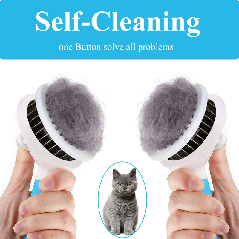 Cat Brush, Self Cleaning Slicker Brushes for Shedding and Grooming Removes Loose Undercoat, Mats and Tangled Hair Grooming Comb for Cats Dogs Brush Massage-Self Cleaning - PawsPlanet Australia