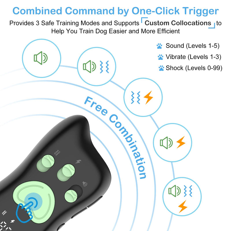 Dr.Trainer T1sPro Dog Training Collar - APP Custom Setting, Rechargeable Dog Shock Collar with Sound, Shock (0-99) and Vibration Modes, Waterproof Shock Collars for Dogs with Remote, 2300ft Long Range - PawsPlanet Australia