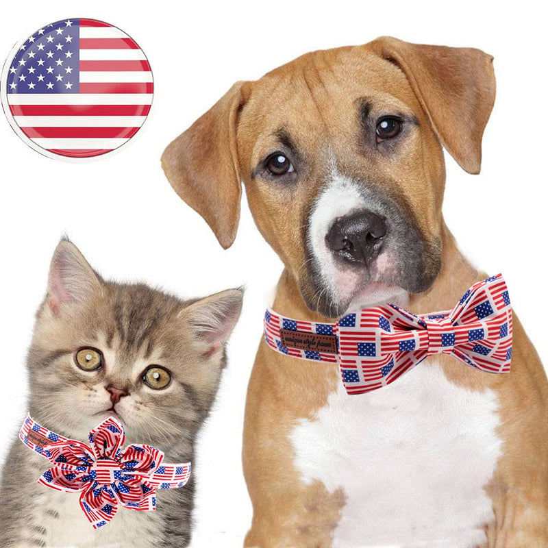 Unique Style Paws Flower Dog Collar, Adjustable Dog Collar with Flower, Durable Pet Collar for Female or Male Small Medium Large Dogs XS American Flag - PawsPlanet Australia
