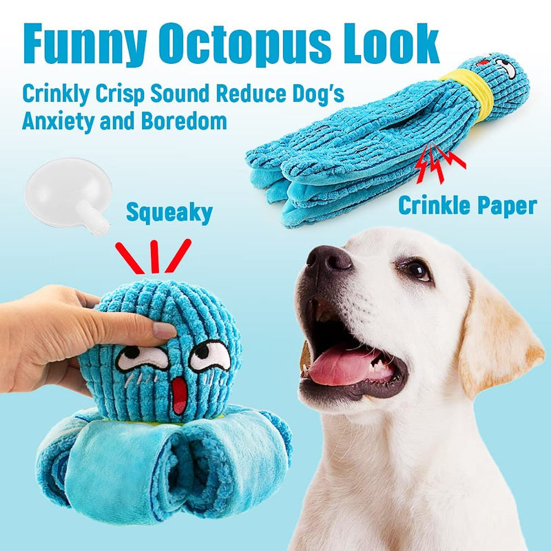 TOTARK Interactive Dog Toys Brain Games for Dogs Snuffle Octopus Toy, Dog Treat Slow Feeding Training Plush Teething Dog Squeak Durable Chew Toys Dog Birthday Gift - PawsPlanet Australia