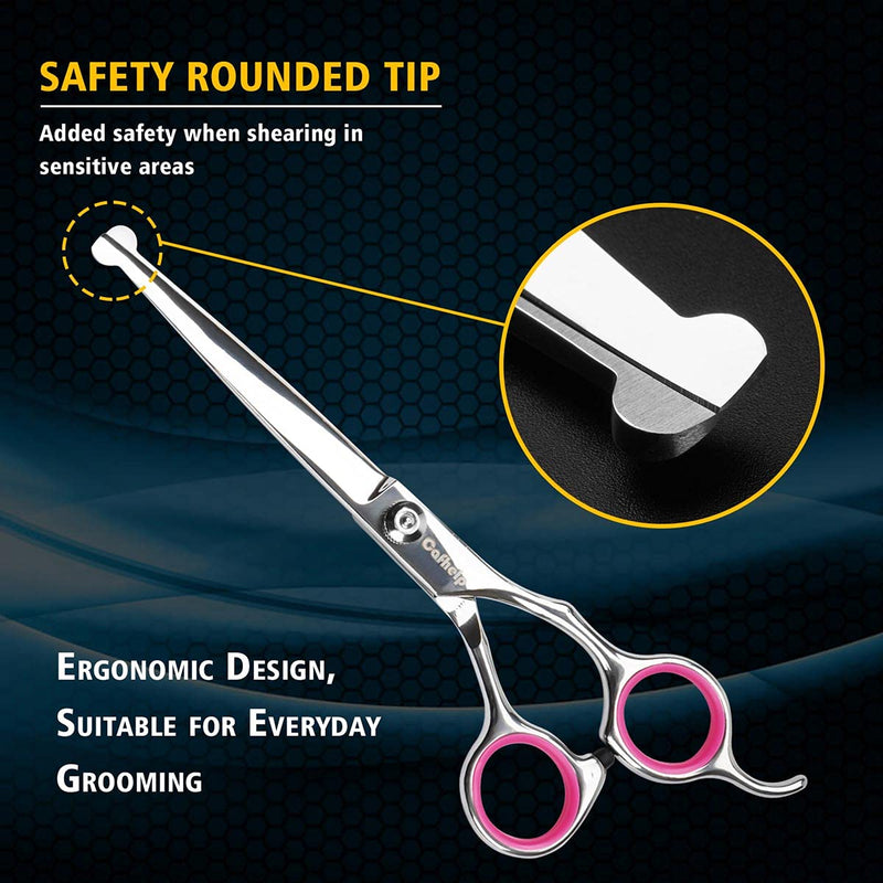 Cafhelp Dog Grooming Scissors and Dog Comb, 6.5IN Rounded Tip Dog Scissors for Grooming and Cat Comb, Professional Stainless Steel Dog Grooming Shears, 2 in 1 Grooming Tool for Dogs, Cats etc. - PawsPlanet Australia