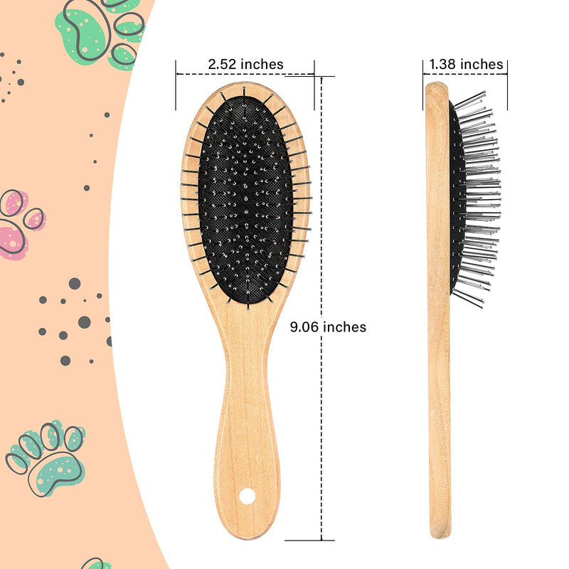 2 Pieces Dog Pin Brush Pet Grooming Brush with Wooden Handle and Stainless Steel Round Pins Dog Cat Deshedding Grooming Brush for Pets Dogs Cats - PawsPlanet Australia