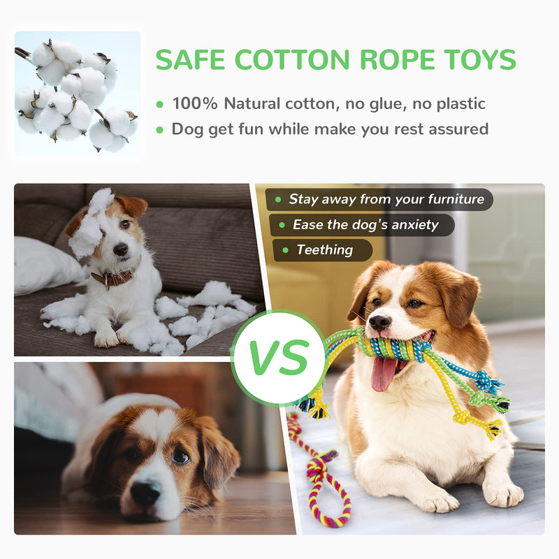 Dog Squeaky Toys for Small Dogs, 12 Pack Puppy Toys for Teething Cute Small Dog Toys Stuffed Plush Dog Toy Bundle Natural Cotton Puppy Rope Toy Dog Chew Toys for Puppies Pet Toys for Dogs - PawsPlanet Australia