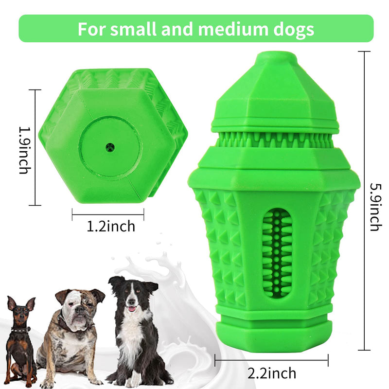 GEVLOT Durable Rubber Dog Chew Toys, Interactive Dog Toys for Aggressive Chewers,Tough Dog Toys for Training and Cleaning Teeth,Dog Puzzle Toys for Medium/Large Dog Milk Flavor Green - PawsPlanet Australia