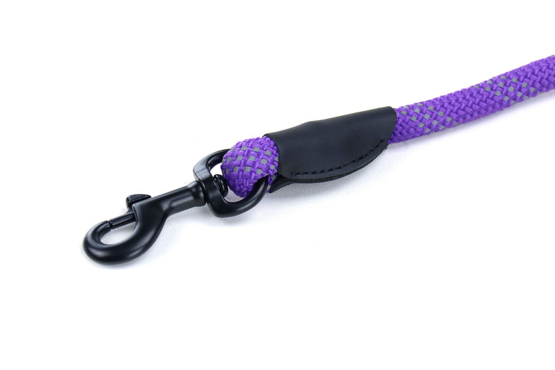 [Australia] - Wagtime Club Soft &Thick Rope Dog Leash with Reflective Stitching 4FT Vibrant Purple 