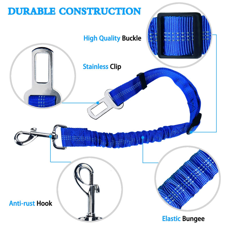 [Australia] - Adjustable Dog Seat Belt Pet Car Vehical Safety Lash Leads Eflective Seatbelt for Small, Medium, Large Dogs Blue 