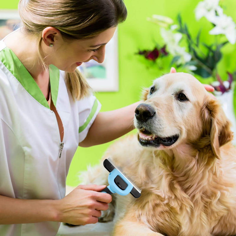 [Australia] - Pet Grooming Brush Effectively Reduces Shedding by up to 95% Professional Deshedding Tool for Dogs and Cats Blue 