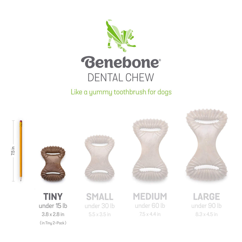Benebone Puppy Dog Chew Toy, Softer for Modest Chewers, Made in USA Tiny - 2-Pack: Dental Chew/Wishbone - PawsPlanet Australia