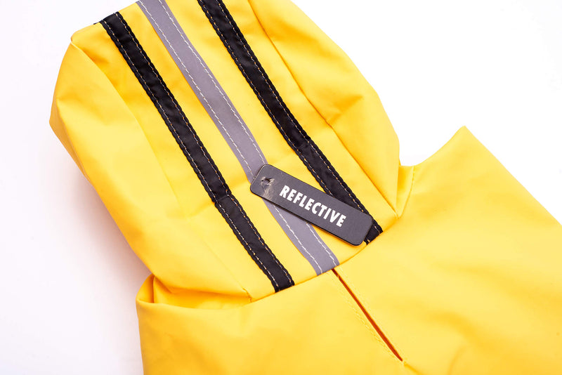 Fashion Pet Dog Raincoat For Large Dog | Dog Rain Jacket With Hood | Dog Rain Poncho | 100% Polyester | Water Proof | Yellow w/ Grey Reflective Stripe | Perfect Rain Gear For Your Pet by Ethical Pet (560YLG) - PawsPlanet Australia