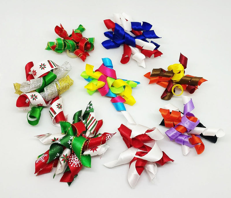 PET SHOW Pet Small Dogs Hair Bows with Rubber Bands Cat Hair Accessories Grooming Supplies Curly Colorful Pack of 20 Assorted styles - PawsPlanet Australia