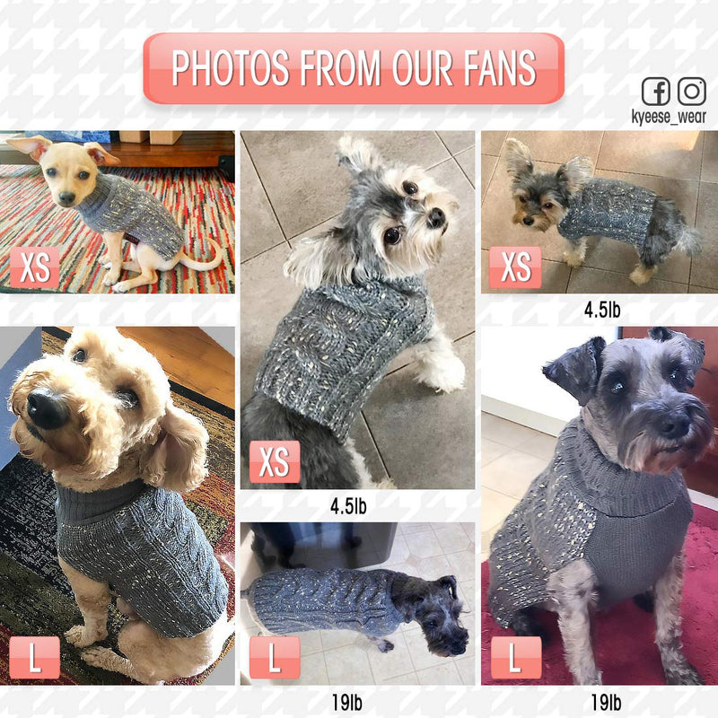 kyeese Dog Sweaters Turtleneck Dog Pullover Sweater Knitwear with Golden Yarn Warm Pet Sweater for Fall Winter X-Small Grey - PawsPlanet Australia