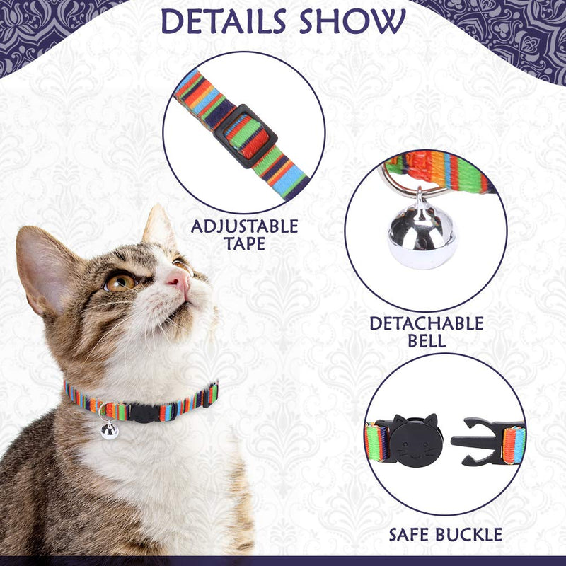 SCENEREAL Adjustable Cat Collar with Bell - 2 Pack Aztec Pattern Breakaway Cat Collar, Collar for Cat Kitten Multi-colored - PawsPlanet Australia