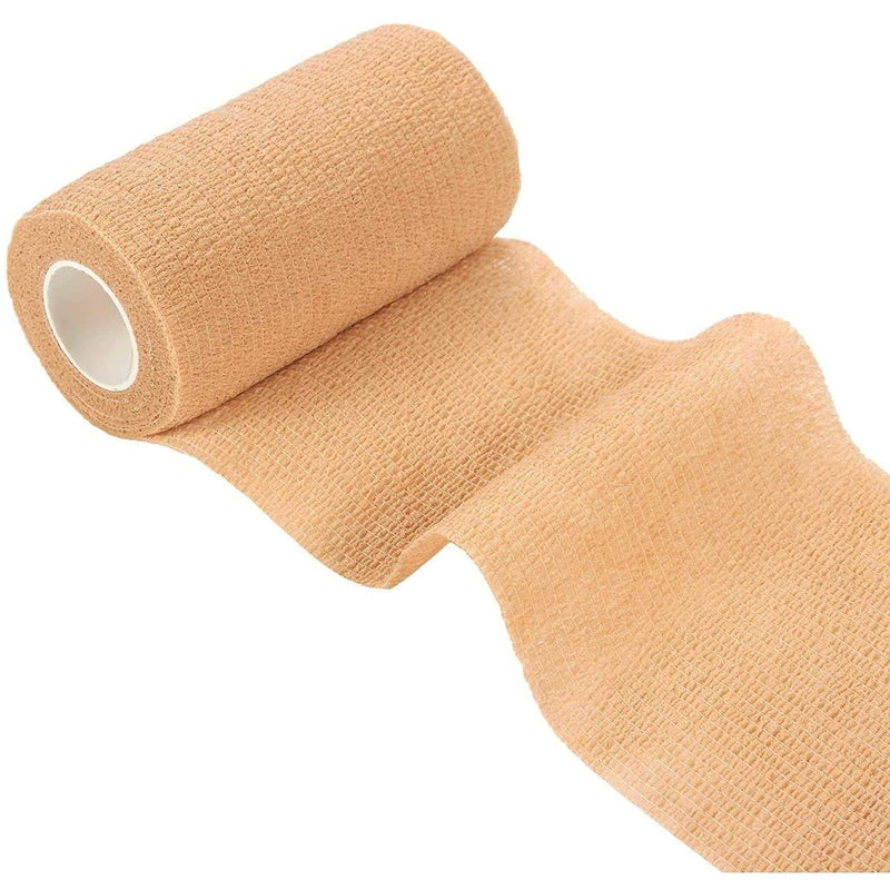 Bandage Wraps (6-Pack) - Self Adherent Wraps, Self Adhesive Gauze Rolls, Medical Tape, First Aid Supplies for Sports, Wrists, Ankles - Tan, 10.16 x 457.2 cm - PawsPlanet Australia