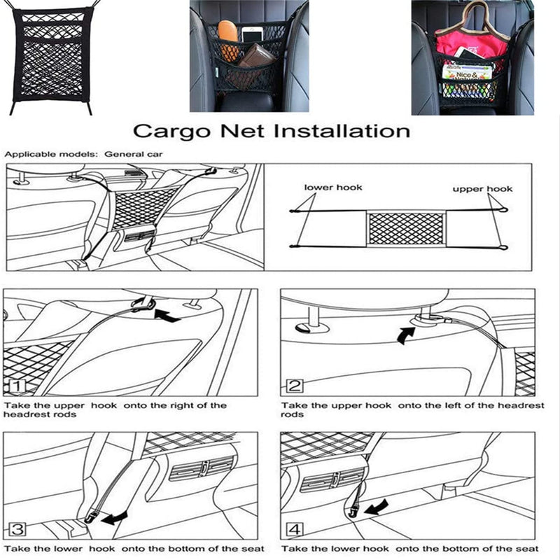DYKESON Dog Car Net Barrier Pet Barrier with Auto Safety Mesh Organizer Baby Stretchable Storage Bag Universal for Cars, SUVs -Easy Install,Safer to Drive with Children and Pets 11.7 in × 11.7 in - PawsPlanet Australia