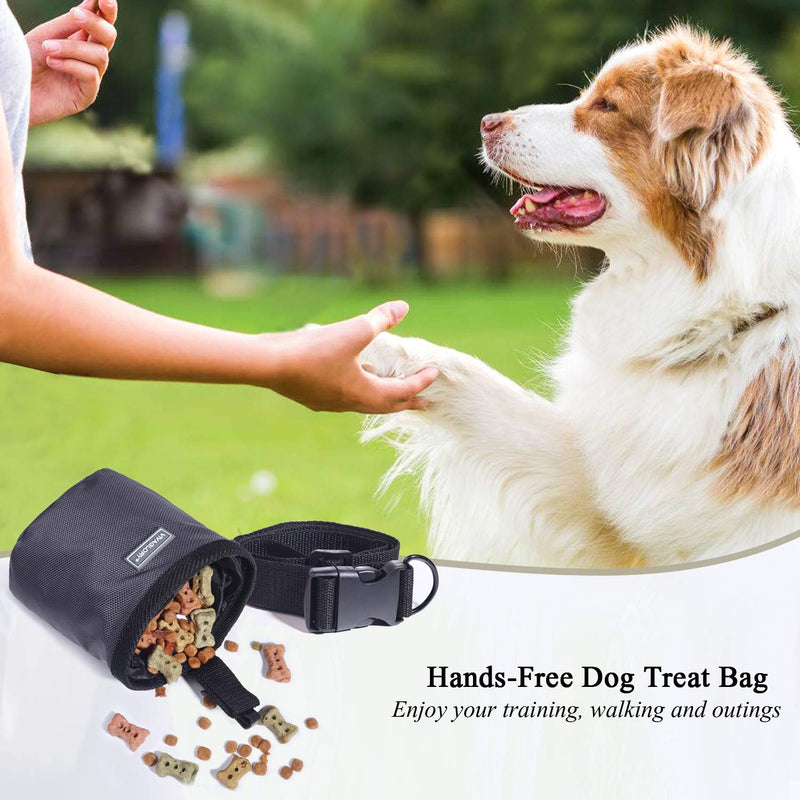 [Australia] - Vivaglory Dog Treat Bag, Hands-Free Puppy Training Pouch with Adjustable Waistband and Built-in Dog Waste Bag Dispenser, 2 Ways to Wear Basic Grey 